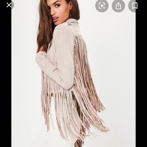 NWT Faux suede fringe Biker Jacket